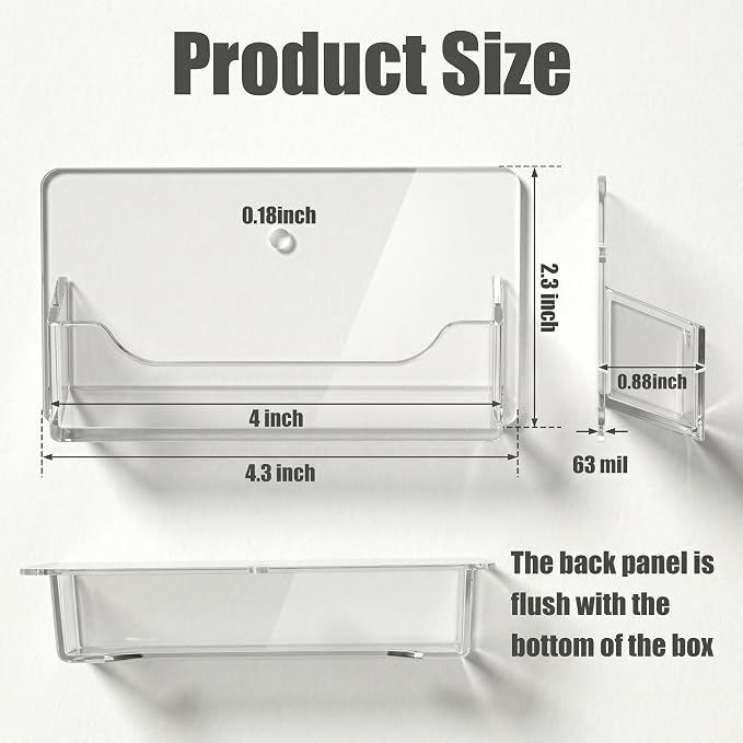 Wesiti 1 Pcs Wall Mount Business Card Holder Clear Acrylic Fit 40-50