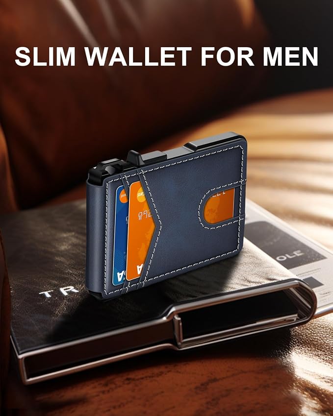 Wallet for Mens Minimalist Wallet 9-13 Cards RFID Blocking Slim Wallet | Money Clip & ID Window, Compact Smart Pop Up Card Wallet, Metal Aluminum Credit Card Holder Wallet, Birthady Gifts for Men