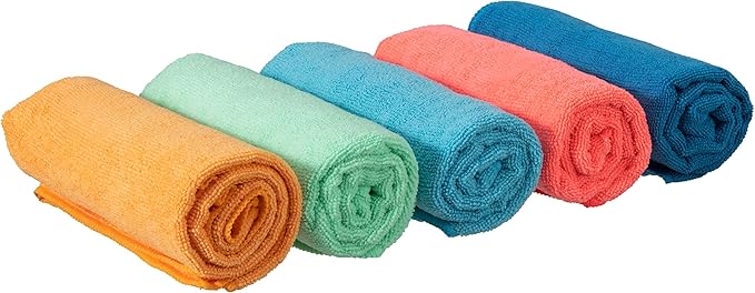 Microfiber Squeegee Mopping Towel Extra Large Miracle Cloth Streak Free Floor Cloth 20x30 House, Kitchen, Bathroom, Car Multi Colored, 5 Pack