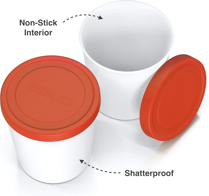 BALCI - Premium Ice Cream Containers (2 Pack - 1 Quart Each) Perfect Freezer Storage Tubs with Lids for Ice Cream, Sorbet and Gelato! - Red