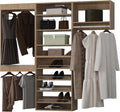 ROOMTEC Modular Closet System, 90" Wall Mounted Modern Closet Organizer with Hanging Rods and Shoe Shelf, Wooden Tower for Walk-In Closets, Wardrobe Storage Kit, Wood