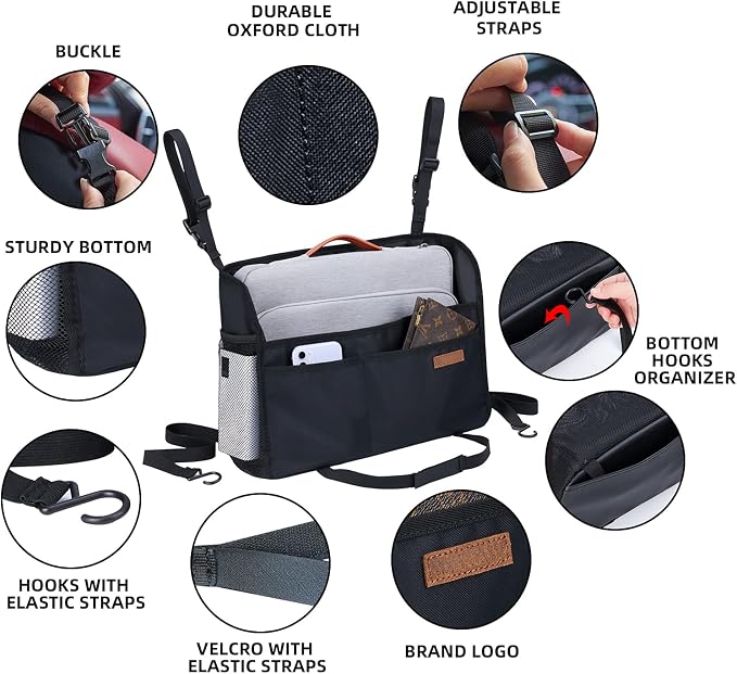 WLLWOO WLLWOO Car Net Pocket Handbag Holder Between Seats Back Storage Organizer Purse Holder for Console Front Seat Storage Barrier | Multi Pocket Car Seat Organize Bag Handbag Holder Between Seats Back Barrier