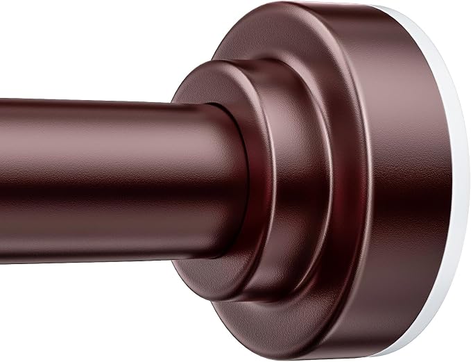 TEECK Shower Curtain Rod, 32-104 inch Adjustable Spring Tension Curtain Rod, Never Rust Anti-Slip Shower Curtain Rod for Bathroom, No Drilling, Never Collapse, Easy to Use, Brown