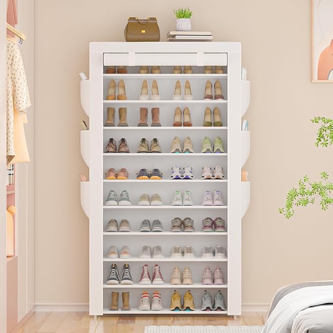 OYREL Shoe Rack 10Tier Large Capacity 50-56Pairs Beautiful Tall Shoe Shelf Free Standing Storage Cabinet Entryway Closet