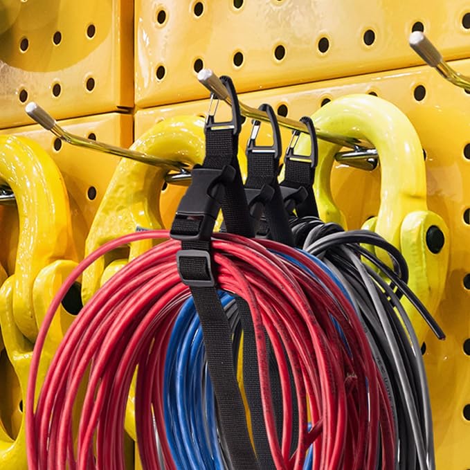 1 Pack 17 Inch Adjustable Extension Cord Holder Organizer with Triangle Clips for Garage Organization and Storage Heavy Duty Extension Cord Hanger for Men Workshop (Black)