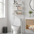 GloTika 3-Tier Over Toilet Storage Rack, Metal Over Toilet Bathroom Organizer Shelf, Freestanding Space Saver Storage Shelves for Bathroom/Laundry/Living Room (White)