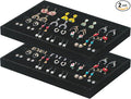 Coward 2PC Black Velvet Stackable Earring Tray Drawer Jewelry Holder Organizer Box Storage Earring Display Stand for Home Drawer or Store Selling (earring+earring)