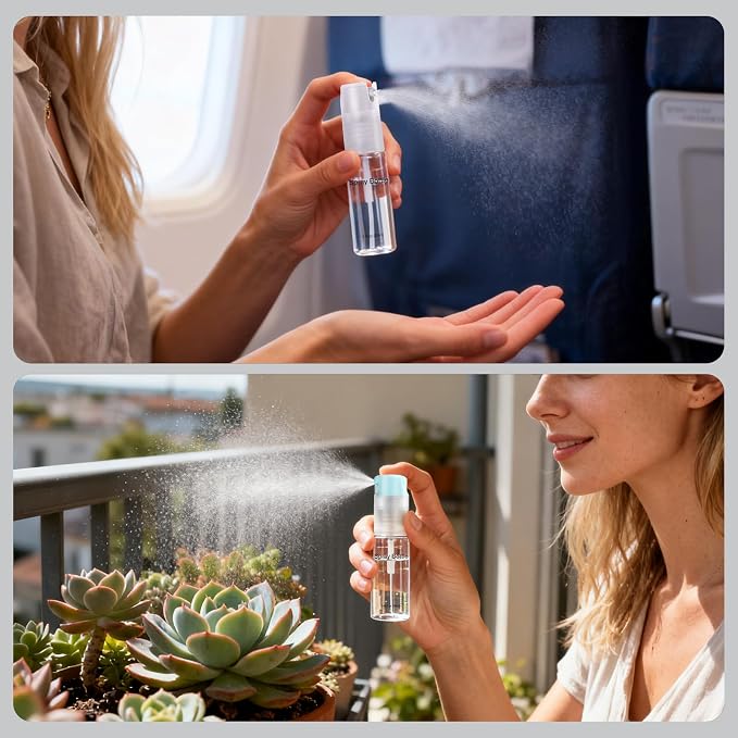 4 Pack Refillable Spray Bottle, Reversible Small Empty Spray Bottle with Fine Mist, Leak Proof - for Cleaning Solutions, Mosquito prevention, Face & Hair Mist - 4pk 0.68 OZ / 20 ML