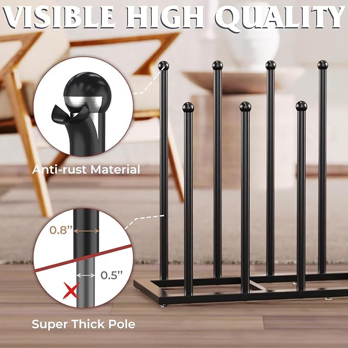 HzTinT Boot Rack, 19.5 Inches Boot Rack Organizer Tall Boots, Stainless Steel Boot Storage Holder, Free Standing Boot Racks for 12 Pairs Entryway, Closet, Black, 2Pack