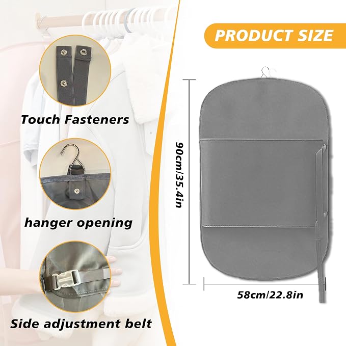Closet Press Board Organizer, Space Saving Garment Bag, Space Saver Compression Bags, Jacket Storage For Closet, Large Capacity Closets Organizer For Office Bedroom Travel RV Daily Home (Black)