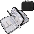 FYY Electronic Organizer, Extra Large Travel Cable Organizer Bag Pouch Portable Waterproof Double Layers All-in-One Storage Bag for iPad, Cable, Power Bank, Laptop Charger for Office, Black-Pattern