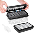 0.8“ Ice Cube Tray with Lid and Bin, PHINOX 28 Cubes Ice Trays for Freezer, Ice Cube Trays for Freezer with 1 tray, Container, Lid & Ice Scoop, BPA Free, Black(28Cubes/Tier)