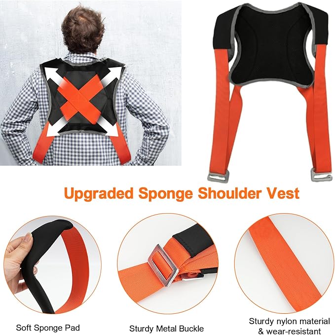 Moving Straps, 2-Person Adjustable Shoulder Moving Lifting Straps and 1-Person Handle Lifting System, Safety Easily for Moving Furniture, Appliances, Mattresses Heavy Objects up to 880lbs