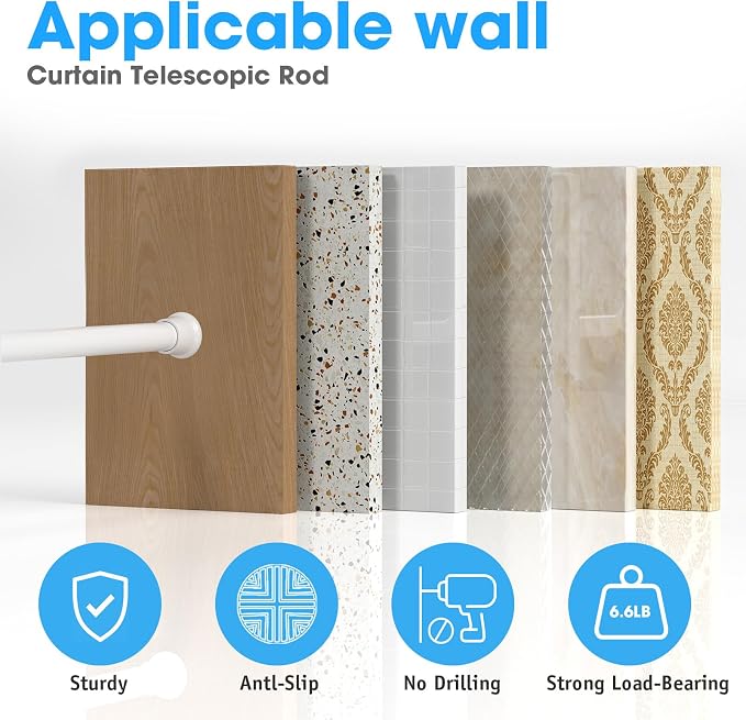 2Pack White Tension Curtain Rods 31 to 62 Inch Small Curtain Rods No Drilling Short Tension Rod Adjustable Spring Curtain Rod for Windows Door Closet Pressure Rod