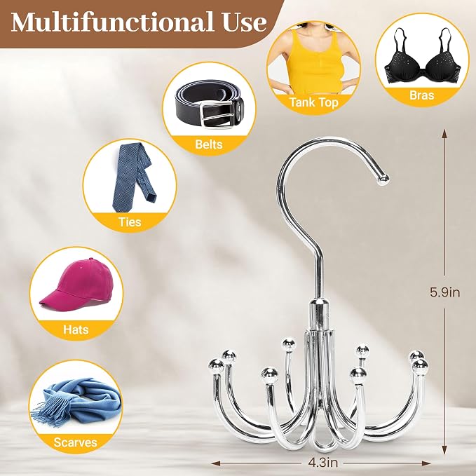2 Packs Bra Hanger for Closet, Stackable Tank Top Organizer 16 Hooks for Closet Organization and Storage, Stainless Steel Space Saving Clothes Hook Hanger for Belt, Tank Top, Bra, Tie, Scarves