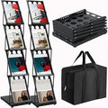 Foldable Brochure Display Stand with Carrying Bag, Literature Stand, 2 Pack | Literature Rack for Trade Shows, Exhibitions, Office, and Retail Stores. Metal, Portable, and Easy to Assemble, Black Finish