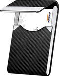 Padike Professional Business Card Holder PU Leather Business Card Case Name Card Holder Slim Metal Pocket Card Holder with Magnetic Shut (Black-1)
