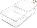 BINO | Plastic Storage Bins, Medium - 2 Pack | THE LUCID COLLECTION | Multi-Use Built-In Handles | BPA-Free | Clear Storage Containers | Fridge Organizer | Pantry & Home Organization