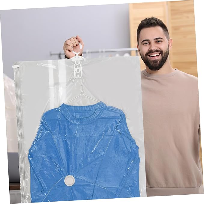 4-pack Space-saving Hanging Storage Bags Vacuum Sealed Compression Bags for Clothes Coats Jackets Seasonal Wear