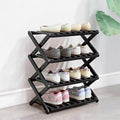 4 Tier Bamboo Shoe Rack Black,Portable Folding Shoe Storage Rack,Without Installation Small Shoe Rack Perfect for Corridors, Drom, Bedrooms and Small Spaces