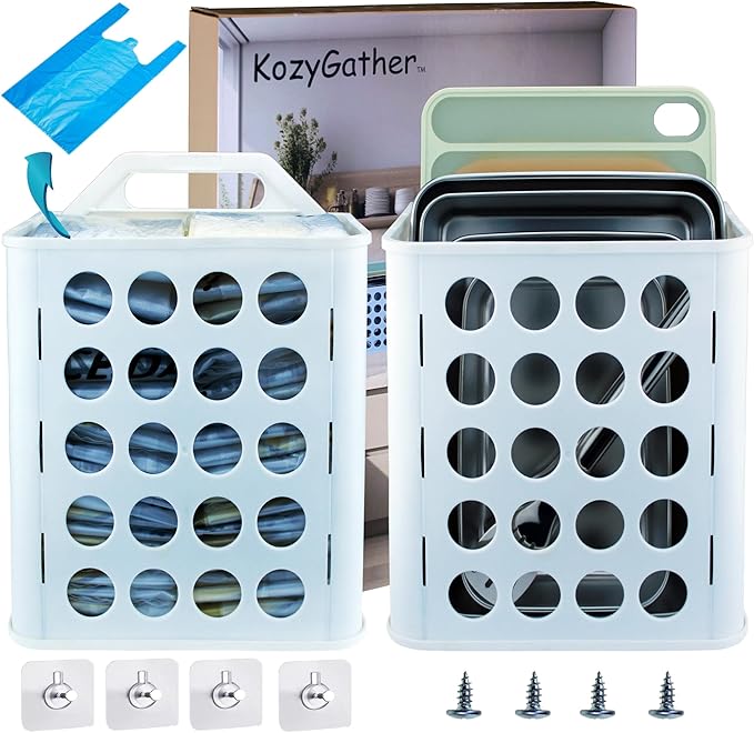 Plastic Bag Holder (2sets/Pack) Grocery Bag Holder Dirty Clothes Basket and Kitchen Organizer.…