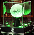 JupDec Cordless LED Golf Ball Display Case, Clear Acrylic Single Golf Ball Stand with 10 Color Light up, Autograph Cube Showcase with Memory Function, Ideal Gift for Sports Fans