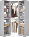 Besiost Corner Closet System with 12 Shelves, 39.2" Corner Closet Organizer System with 2 Hanging Rods, Versatile 6-Tier Walk-in Closets for Corner Space, Grey (39.2" L x 39.2" W x 80" H)