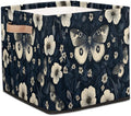 TropicalLife Flowers Moths Storage Cube, 13 Inch Fabric Cube Storage Organizer Bin for Shelves Clothes, Decorative Foldable Storage Boxes