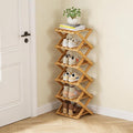 Vertical Narrow Shoe Rack, 6 Tier Portable Folding Shoe Storage Rack, Without Installation Free Standing Shoe Rack for Corridors, Bedrooms Living Room Corner and Small Spaces (6 Tier)