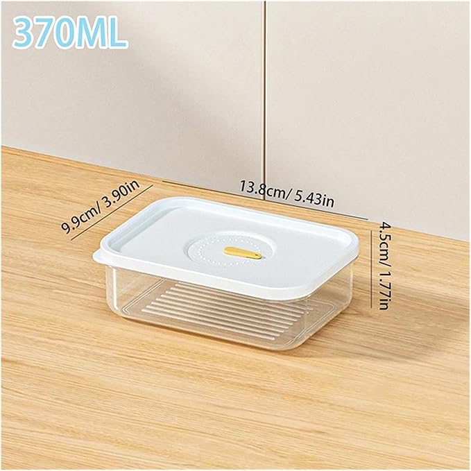 Food Storage Container Fresh Refrigerator Sealed Fresh-Keeping Box Fruit Meat Freezing Storage Cans Kitchen Plastic Food Organizer Case Container Lunch Box(N1 370ml)