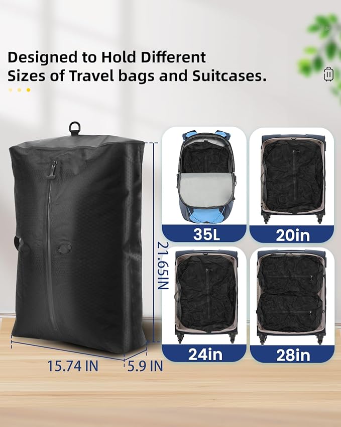 2 Vacuum ReusableTravel Vacuum Pack bags, 33L Space-Saving Vacuum Compression Bags for Travel Luggage, Suitcases, and Backpacks; IPX7 Waterproof & Reusable Vacuum Packing Cubes for Clothing (+Pump)