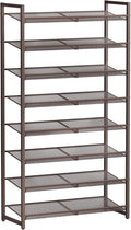 8Tier Metal Tall Shoe Rack,Large Shoe Rack for Closet,entryway,Garage, with Adjustable Flat or Angled Shelves, Hold 32-40 Pairs Shoes ﻿