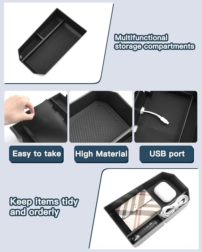 Ruiya 530i/530i xDrive/540i xDrive/550e xDrive/i5 Center Console Organizer for 2026 BMW 5 Sedans Accessories Armrest Console Organizer Compatible with 2024 2025 2026 BMW 5-Series G60