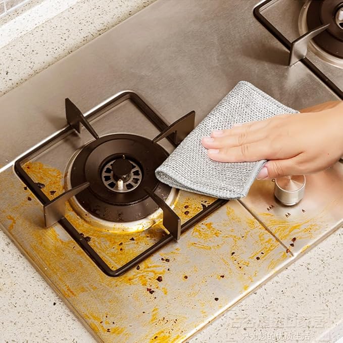 Pousbo Multipurpose Wire Dishwashing Rags, 2024 New Metal Wire Dishwashing Cloths Towels Scrubs Cleans, Premium Scrubbing Wire Dishwashing Rags Non-Scratch Wire Dishcloth for Dishes, Sinks(5)