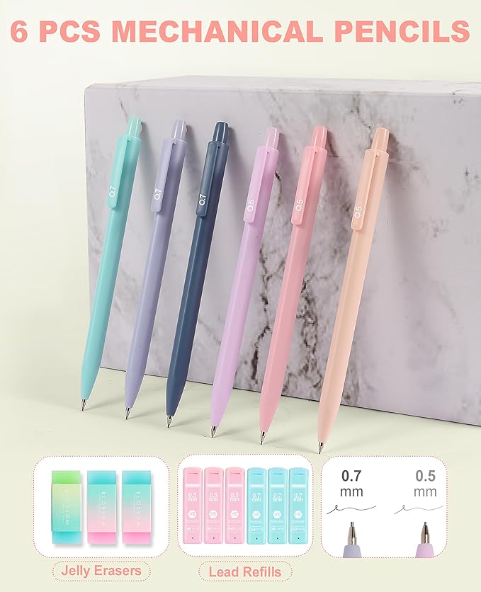 56 PCS Aesthetic School Supplies Cute Stationary Set with Pencil Case, Inspirational Ballpoint Pens, Highlighters, Black Ink Gel Pens,Mechanical Pencils 0.5-0.7mm, College Student Essentials (Blue)