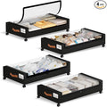 Yecaye Under Bed Storage with Wheels, 4 Pack Under the Bed Storage Containers with Lids & Label, XXL 60L Rolling Underbed Storage Drawers for Clothes, Blankets, Shoes, Black