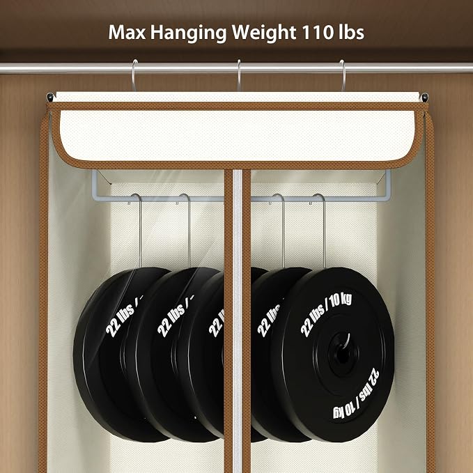 Univivi Garment Bags for Hanging Clothes, Large Clothes Storage Bags Closet Organizer with Clear Window, Premium Hanging Garment Storage Bag for Suits, Coats, Dresses, 54", 2 Pack (Beige)