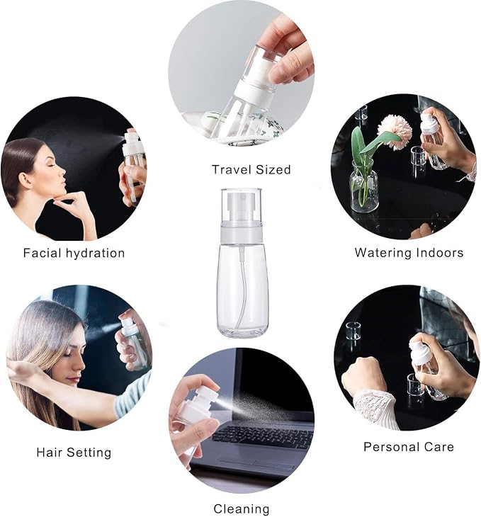 Empty Fine Mist Spray Bottles 2oz Small Travel Perfume Atomizer for Essential oil Perfume Hair Makeup 10 Pack