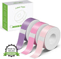 NELKO Genuine P21 Label Maker Tape,14x40mm, 3-Roll, Purple/Rose/Pink | Easy to Peel, BPA-Free, Strong Adhesion, Water-Resistant & Oil-Proof, Great for School, Office, Home, Kitchen, Black on White