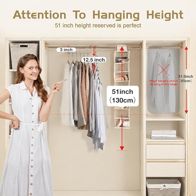 HOUSE DAY 10.5 Inch Closet Space Saving Wardrobe Clothing Magic Hangers Oragnizer Heavy Chrome Hangers, Updated Hook Design Pack of 8