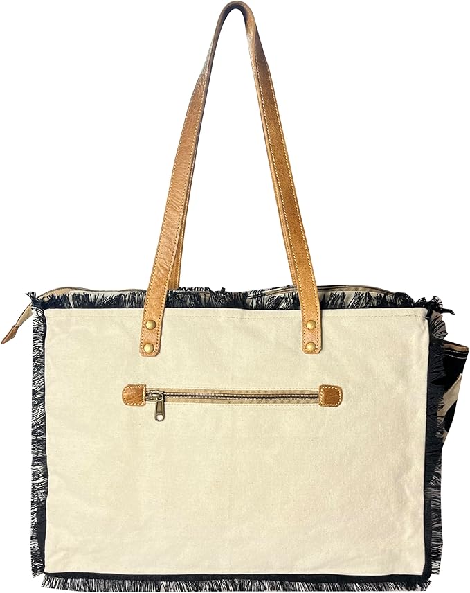 RUSTIC TOWN Canvas Leather Tote Bag for Women - Sel De Mer Upcycled Canvas Shoulder Hobo Travel Handbag Ladies Purse Satchel