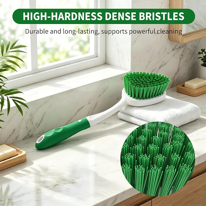 Scrub Brush Set of 4 Pack, Heavy Duty Shower Cleaner Brush with Non-Slip Handle Scrubber Brush Ergonomic Design Cleaning Scrub Brush Set for Household Use, Shower, Floor, Tub, Kitchen
