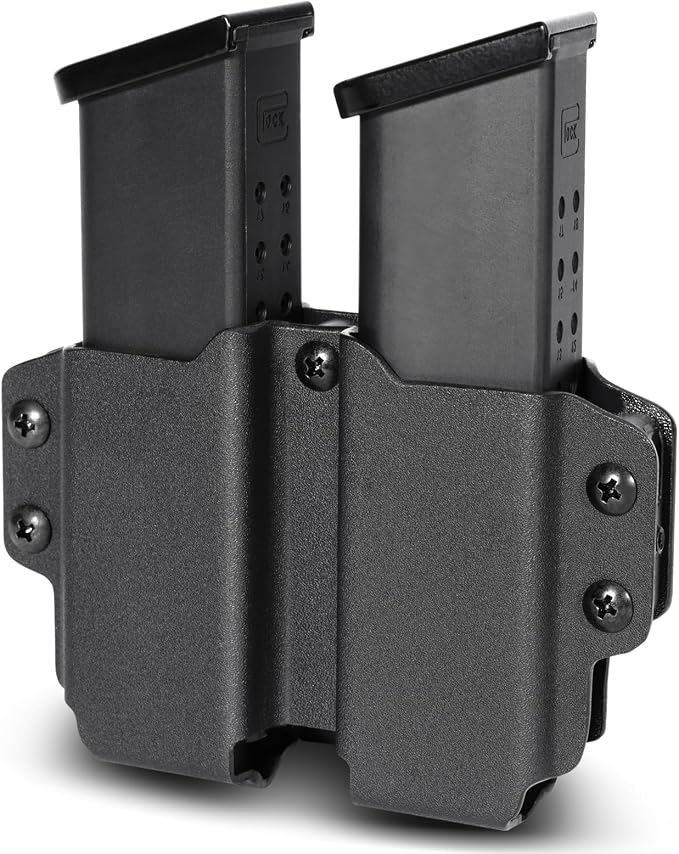 Kydex Magazine Holder,Forcenter OWB Double Magazine Pouch,Universal Magazine Holster for Glock/S&W/Ruger/Sig Sauer/Taurus/H&K/Springfield/CZ/1911 Mags