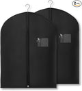 2-Pack Breathable Garment Bags for Hanging Clothes – Dust-Proof Suit & Dress Covers with Clear Window – Waterproof, Foldable Closet Storage Organizer for Coats, Gowns, and Jackets (Black, 32")