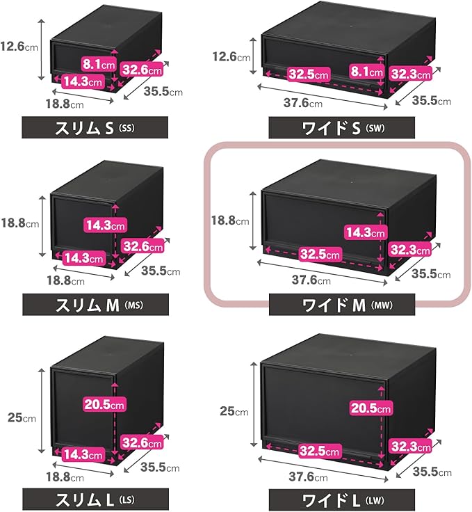 Sanka D2SC-MWBK Small Storage Drawer MW Black (14.8 x 14.0 x 7.4 inches (376 x 355 x 188 cm), Natural Modular Case, Made in Japan
