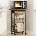 Microwave Cart, 4-Tier Microwave Stand with Adjustable Shelf | Kitchen Storage Cart on Wheels, Coffee Bar Cart Shelf for Living Room, Kitchen Island, Office, Balcony, Rustic Brown