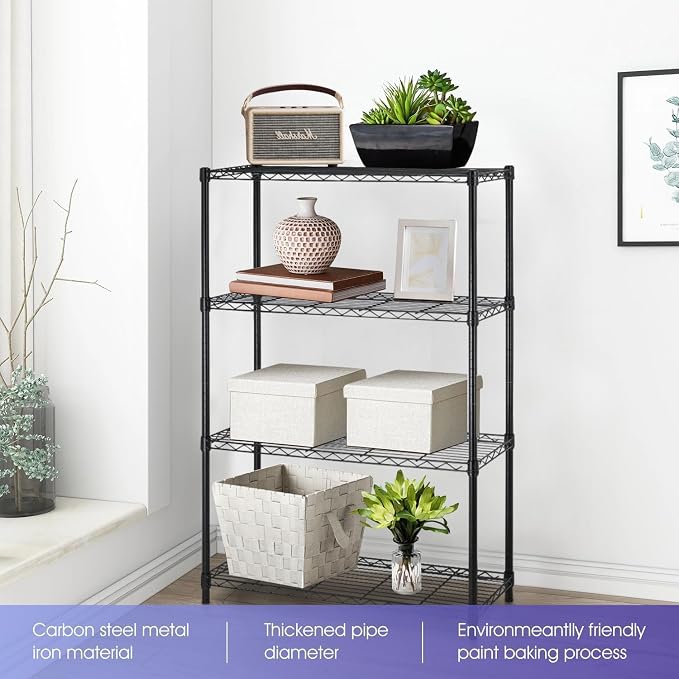 Meet perfect 4-Tier Heavy Duty Wire Shelving Unit, 1000 lbs Total Capacity Metal Storage Shelves, Adjustable Organizer Rack for Garage, Kitchen, Pantry, Laundry Room, 35.5" W x 14" D x 54" H