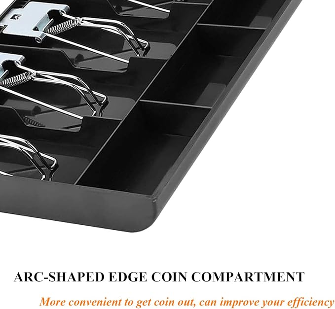 Money Tray Cash Register Drawer Insert Tray Portable Currency Till Replacement Money Organizer Storage Box with 5 Bills 4 Coins Compartments (5 Bills 4 Coins Metal Clip)