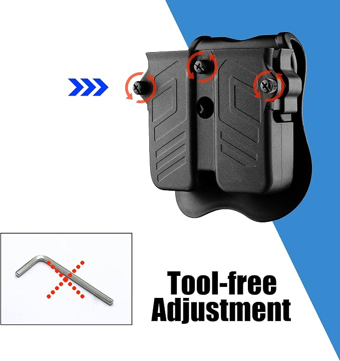 Double Magazine Holder, 9mm 10mm 40 45 Single & Double Stack Magazine Pouch, Universal Magazine Holster for Glock/Sig sauer/S&W/Beretta/Taurus/H&K/Springfield/CZ/Ruger/1911 Mags