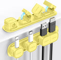 6 Pack Magnetic Cable Clips [1s Open/Lock], Cord Organizer Holder | Strong Adhesive Desk Cable Management- Organize Charging Cords Neatly for Home, Office, Car,Desk, Nightstand-Cream Yellow